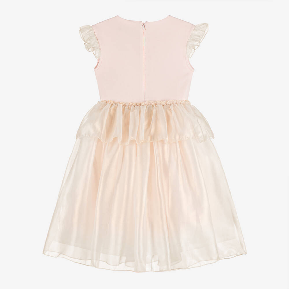 AIGNER-Girls Pale Pink Dress with Shimmering Chiffon Skirt | Childrensalon