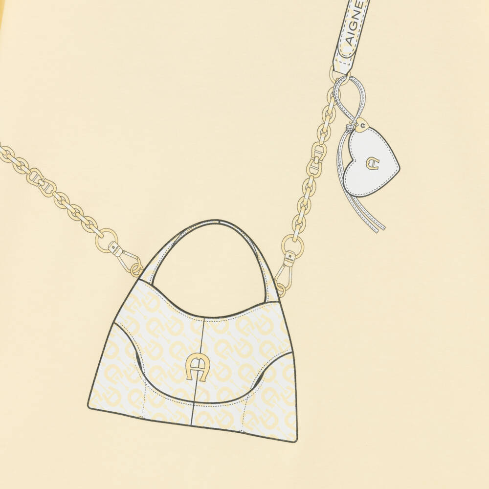 AIGNER-Girls Pale Yellow Crossbody Bag Print Dress | Childrensalon
