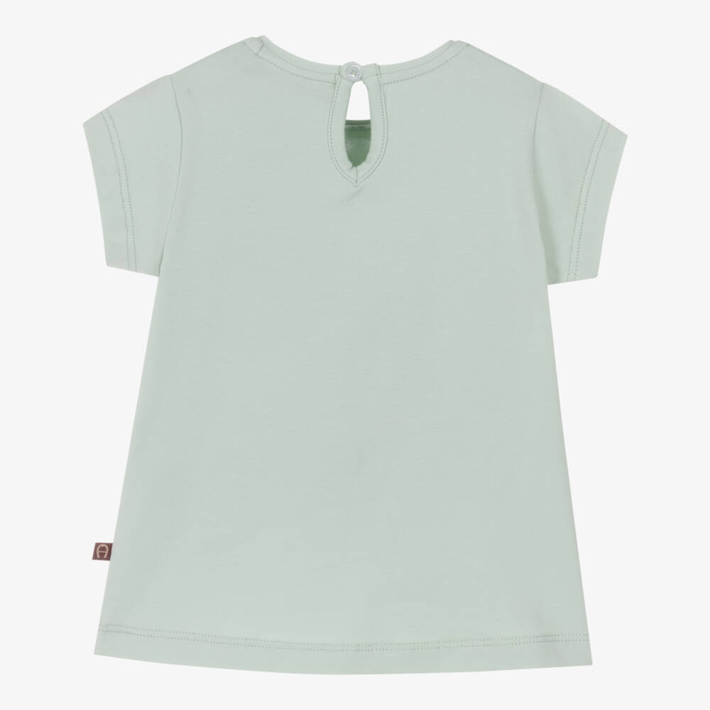 AIGNER-Girls Pastel Green Butterfly Print Cotton T-Shirt | Childrensalon