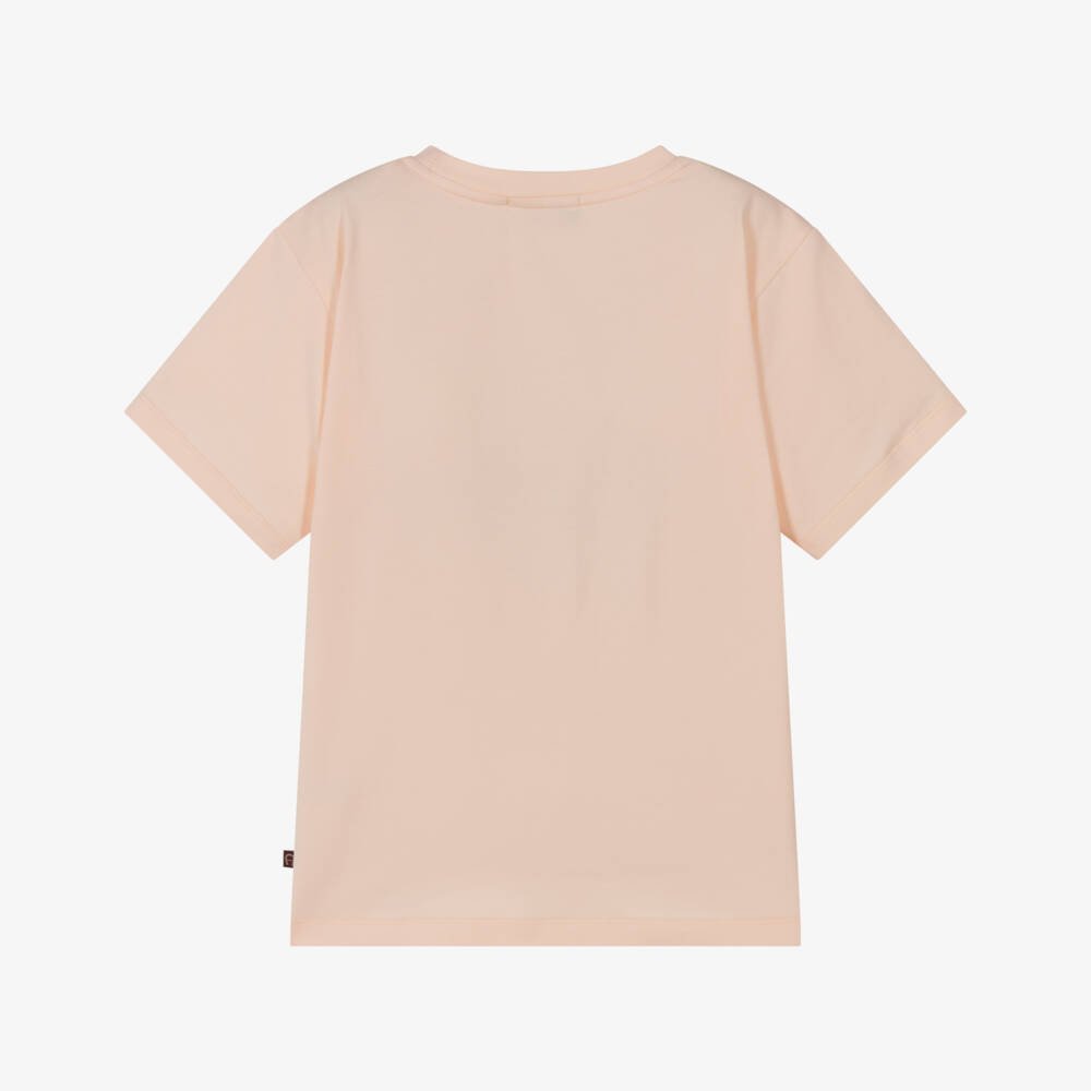 AIGNER-Girls Peach Pink Cotton Bag Print T-Shirt | Childrensalon
