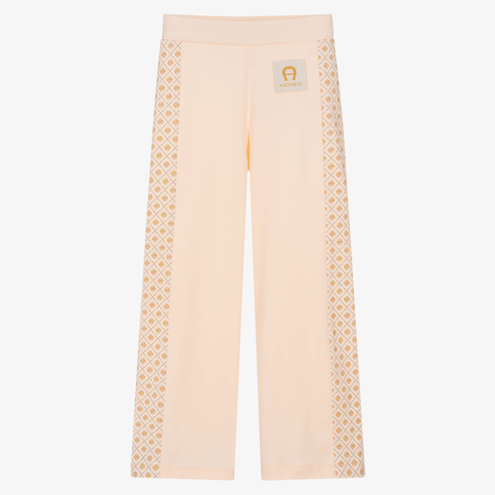 AIGNER-بنطلون واسع قطن جيرسي لون برتقالي فاتح للبنات | Childrensalon