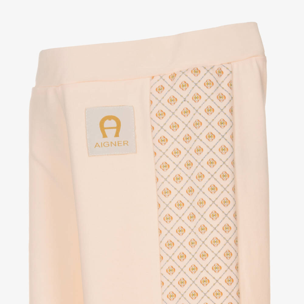 AIGNER-Брюки из пастельно-оранжевого хлопкового трикотажа для девочек | Childrensalon