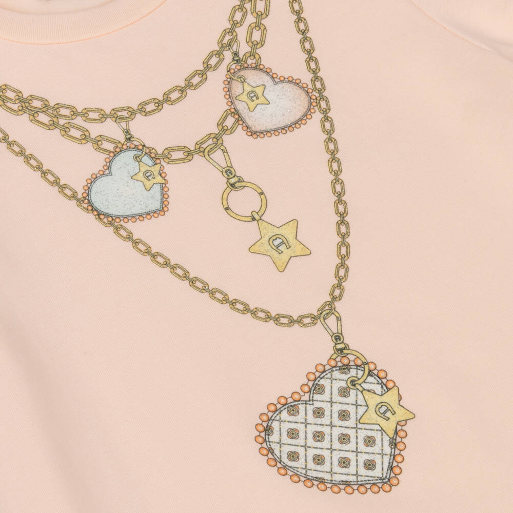AIGNER-Girls Peach Pink Cotton Necklace Dress | Childrensalon