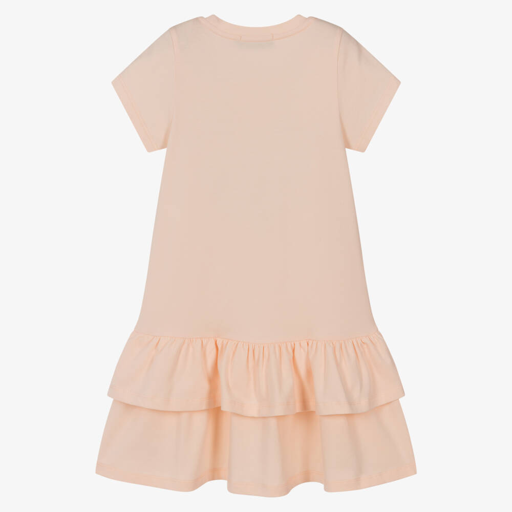 AIGNER-Girls Peach Pink Cotton Necklace Dress | Childrensalon