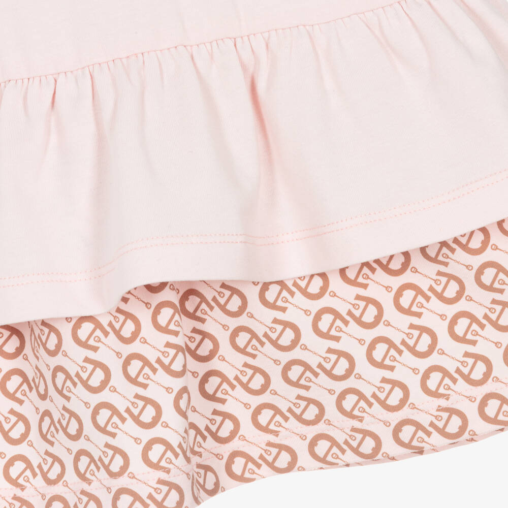 AIGNER-Girls Pink & Beige A-Logo Cotton Jersey Dress | Childrensalon