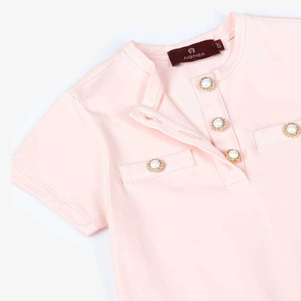 AIGNER-Girls Pink Cotton Frilly Bubble Dress | Childrensalon