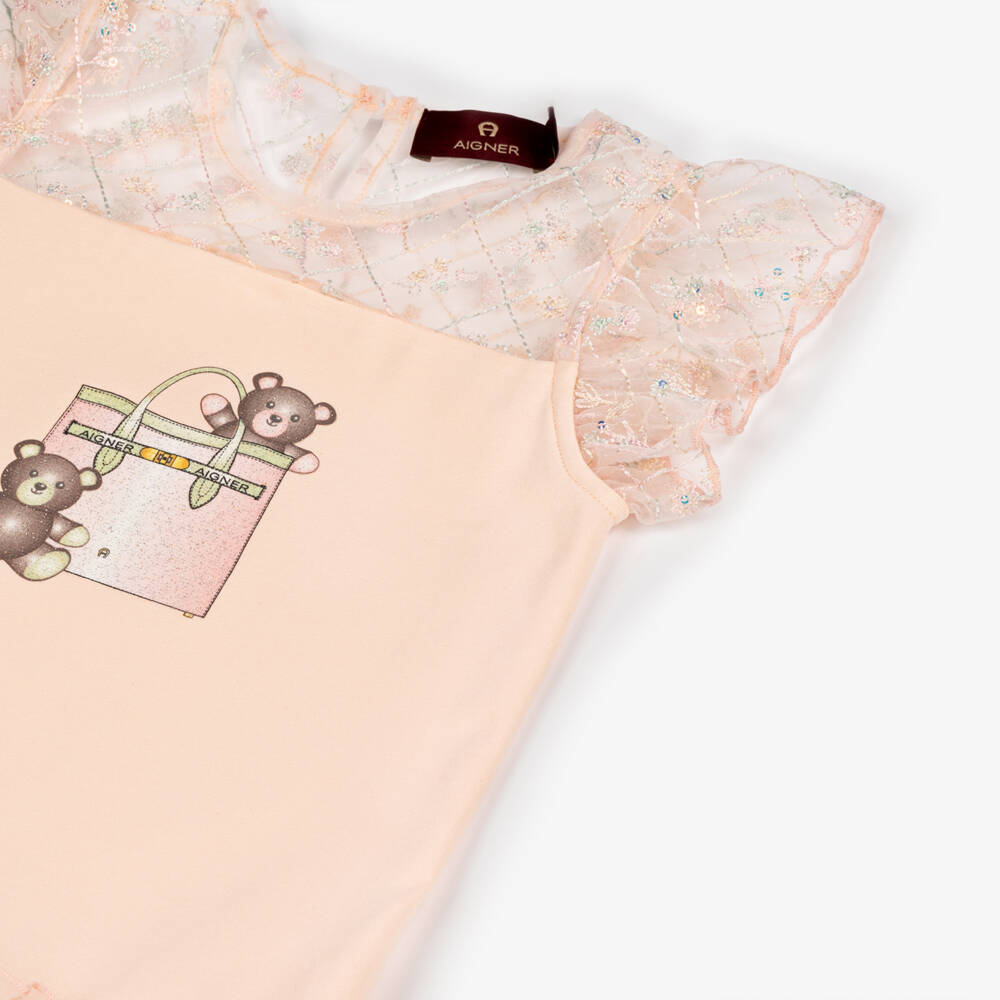 AIGNER-Girls Pink Cotton Handbag Dress | Childrensalon