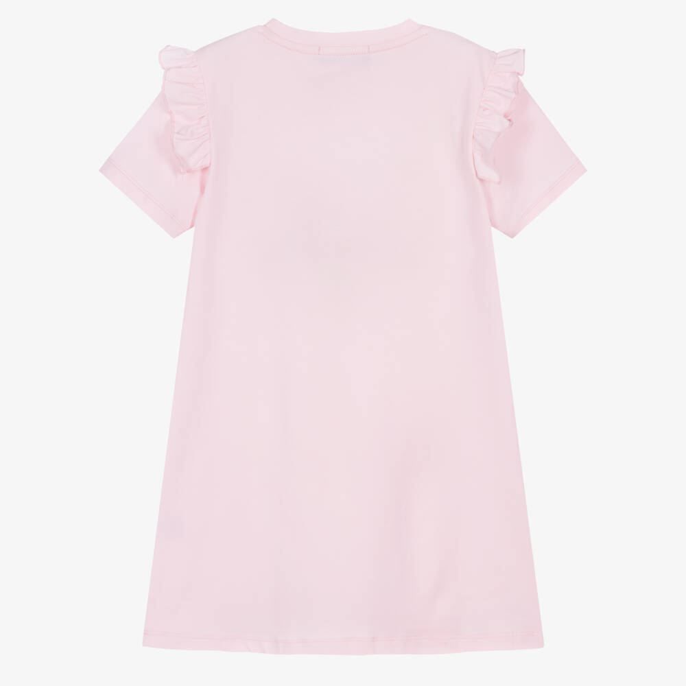 AIGNER-Girls Pink Cotton Jersey Dress with Crossbody Bag Print | Childrensalon