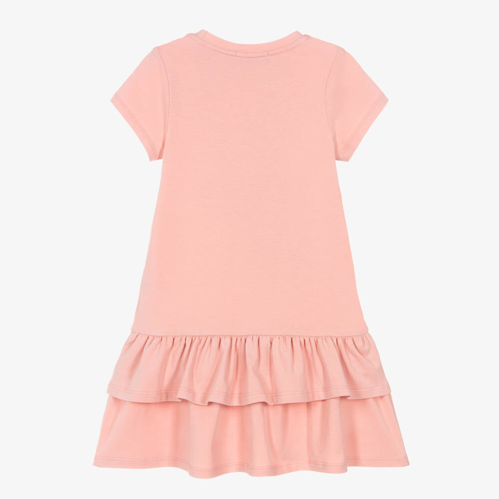 AIGNER-Girls Pink Cotton Jersey Dress with Faux Fur Bag Print | Childrensalon