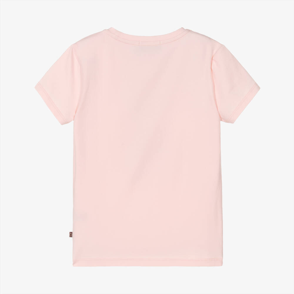 AIGNER-Футболка розовая из хлопкового трикотажа с мишкой для девочек | Childrensalon