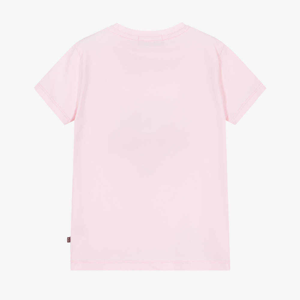 AIGNER-Girls Pink Cotton T-Shirt with Butterfly & Logo Print | Childrensalon