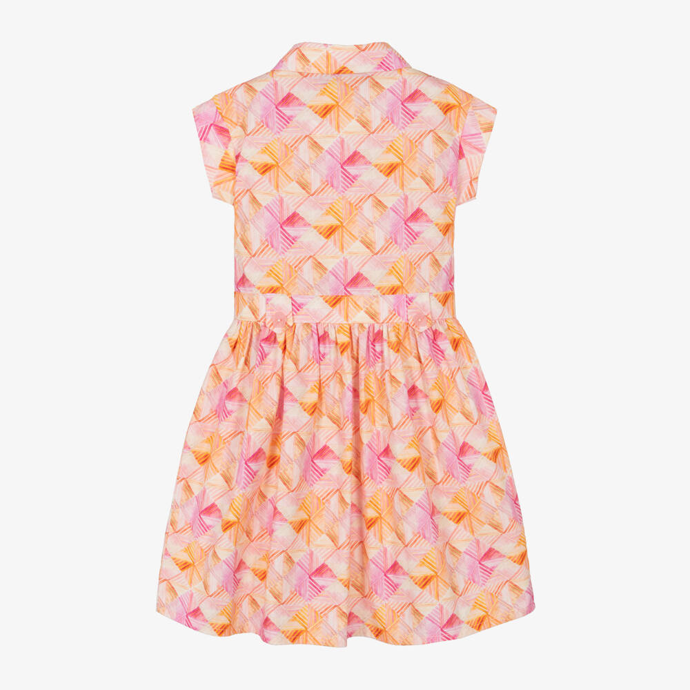 AIGNER-Girls Pink Geometric Cotton Shirt Dress | Childrensalon