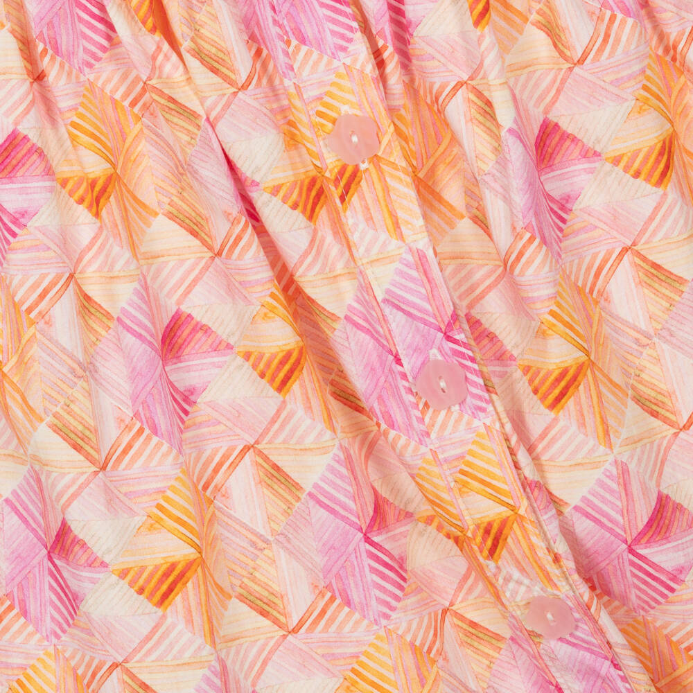 AIGNER-Girls Pink Geometric Cotton Shirt Dress | Childrensalon