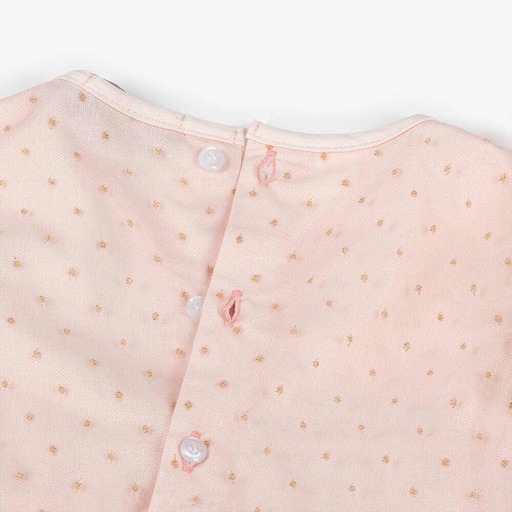 AIGNER-Girls Pink & Gold Tulle Dress with Ruffles  | Childrensalon