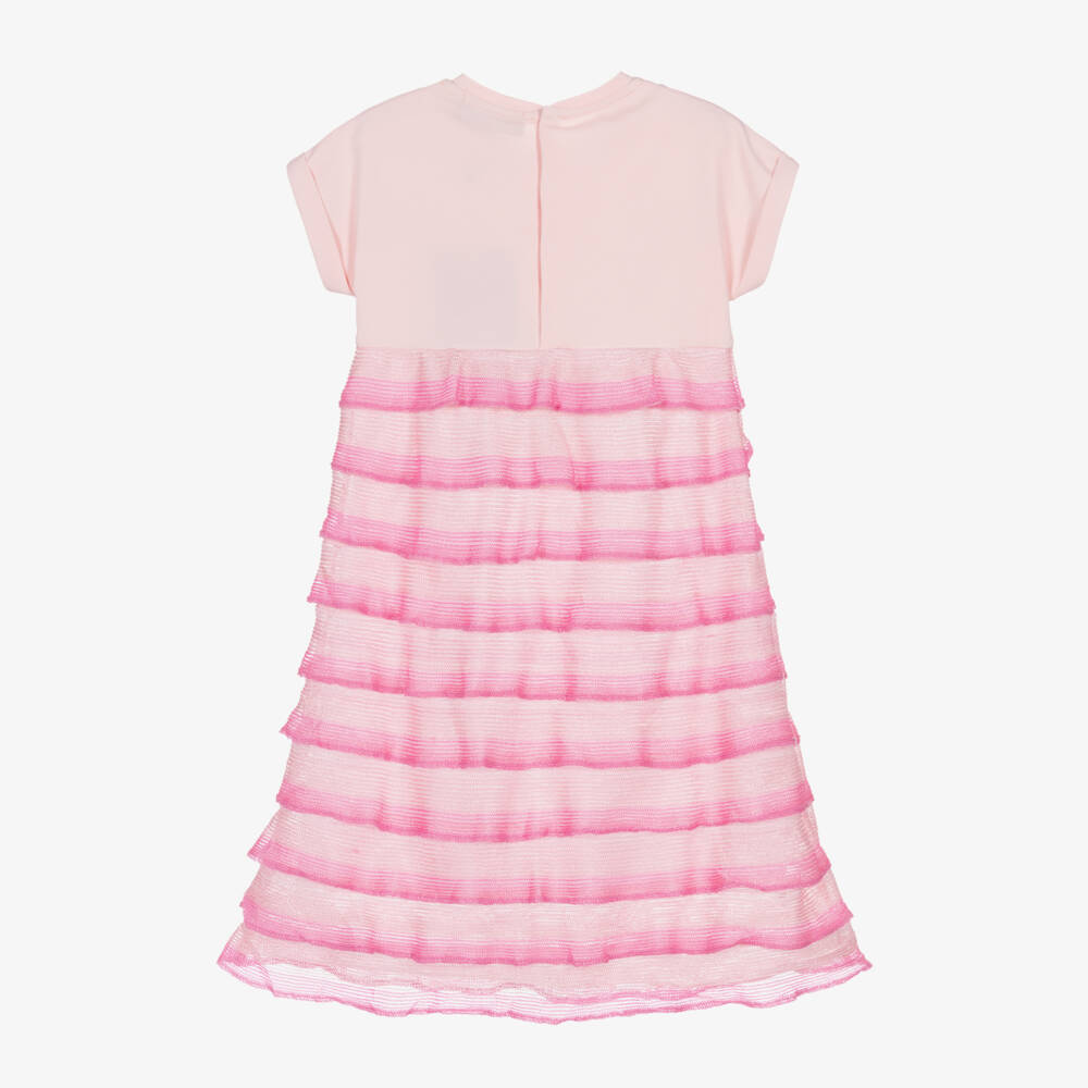 AIGNER-Girls Pink Jersey & Tiered Knit Dress | Childrensalon