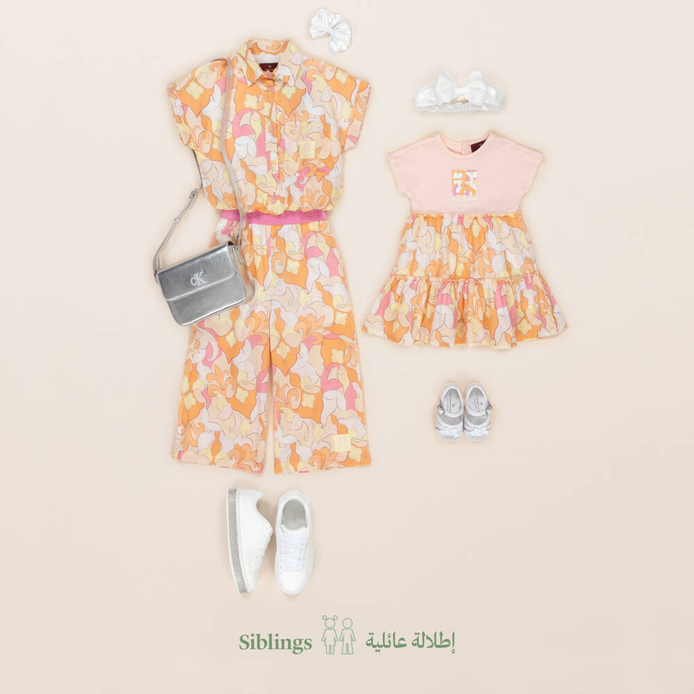 AIGNER-Girls Pink & Orange Cotton Blouse | Childrensalon