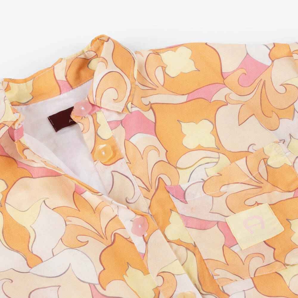AIGNER-Girls Pink & Orange Cotton Blouse | Childrensalon