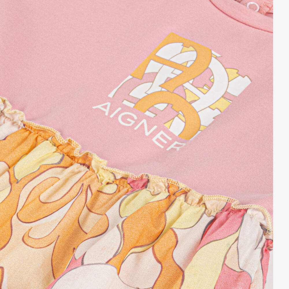AIGNER-Girls Pink & Orange Cotton Dress | Childrensalon