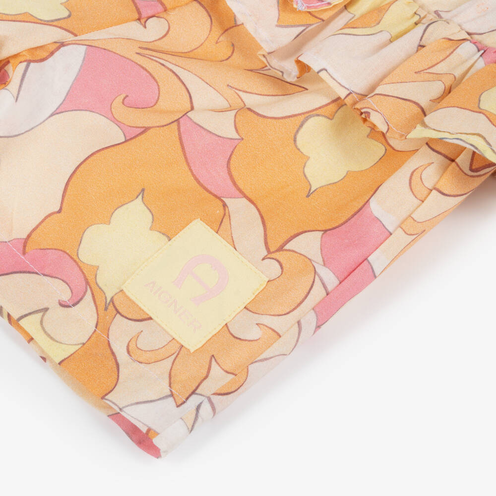 AIGNER-Girls Pink & Orange Cotton Shorts | Childrensalon