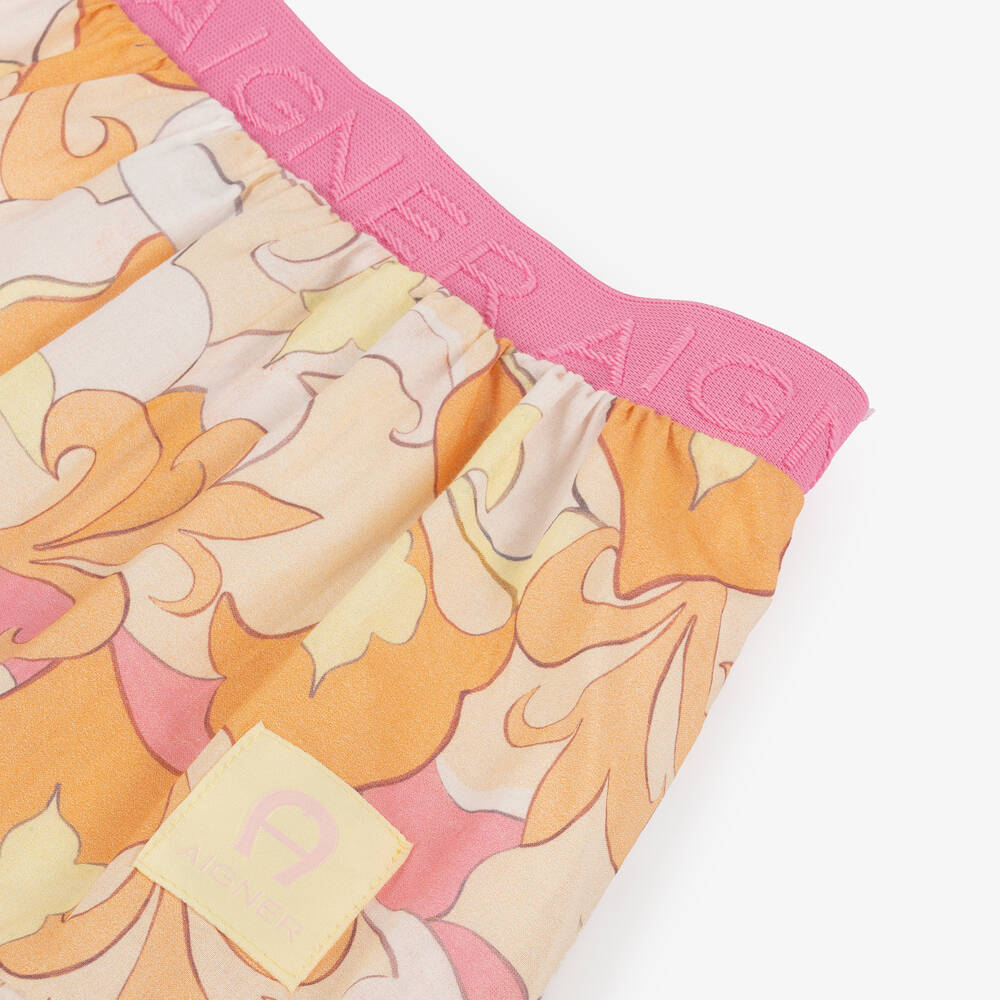 AIGNER-Girls Pink & Orange Cotton Tiered Skirt | Childrensalon