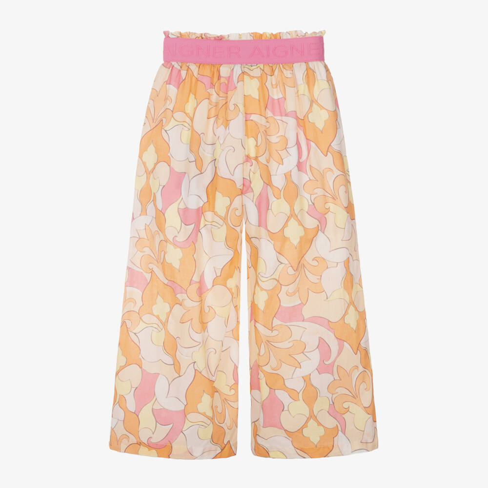 AIGNER-Girls Pink & Orange Cotton Trousers | Childrensalon