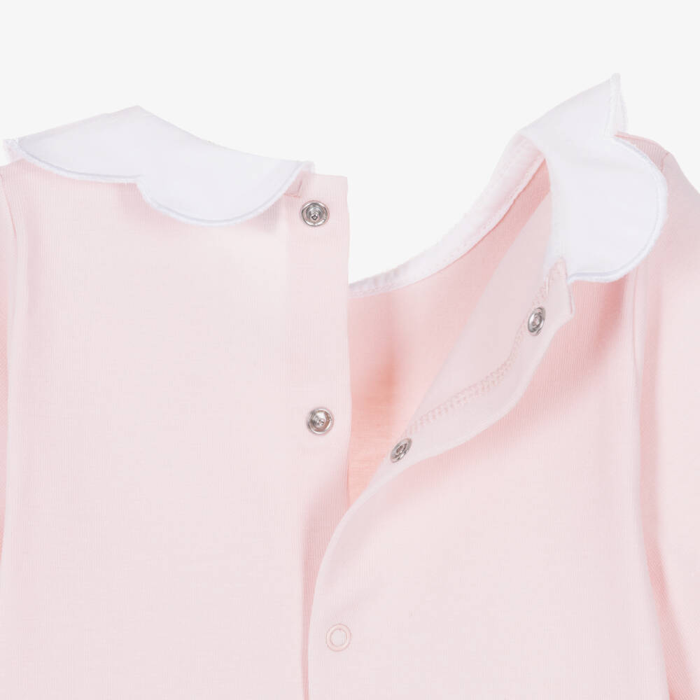 AIGNER-Girls Pink Pima Cotton Babygrow with Crossbody Bag Print | Childrensalon