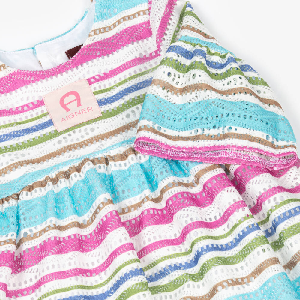 AIGNER-Girls Pink Striped Dress | Childrensalon