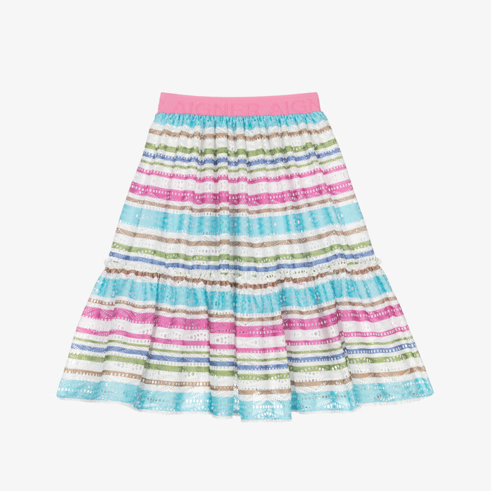 AIGNER-Girls Pink Striped Skirt | Childrensalon