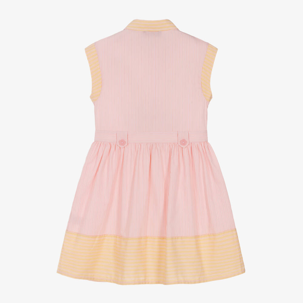 AIGNER-Girls Striped Pink Cotton Dress | Childrensalon