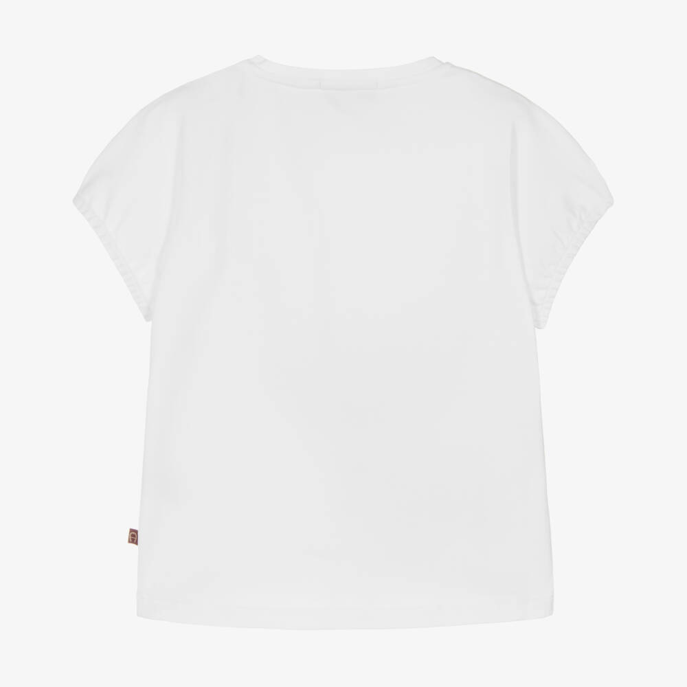 AIGNER-Girls White Cotton Bag Print T-Shirt | Childrensalon