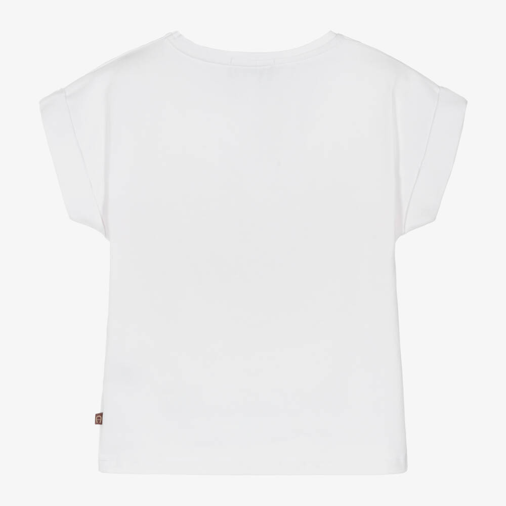 AIGNER-Girls White Cotton Zigzag T-Shirt | Childrensalon