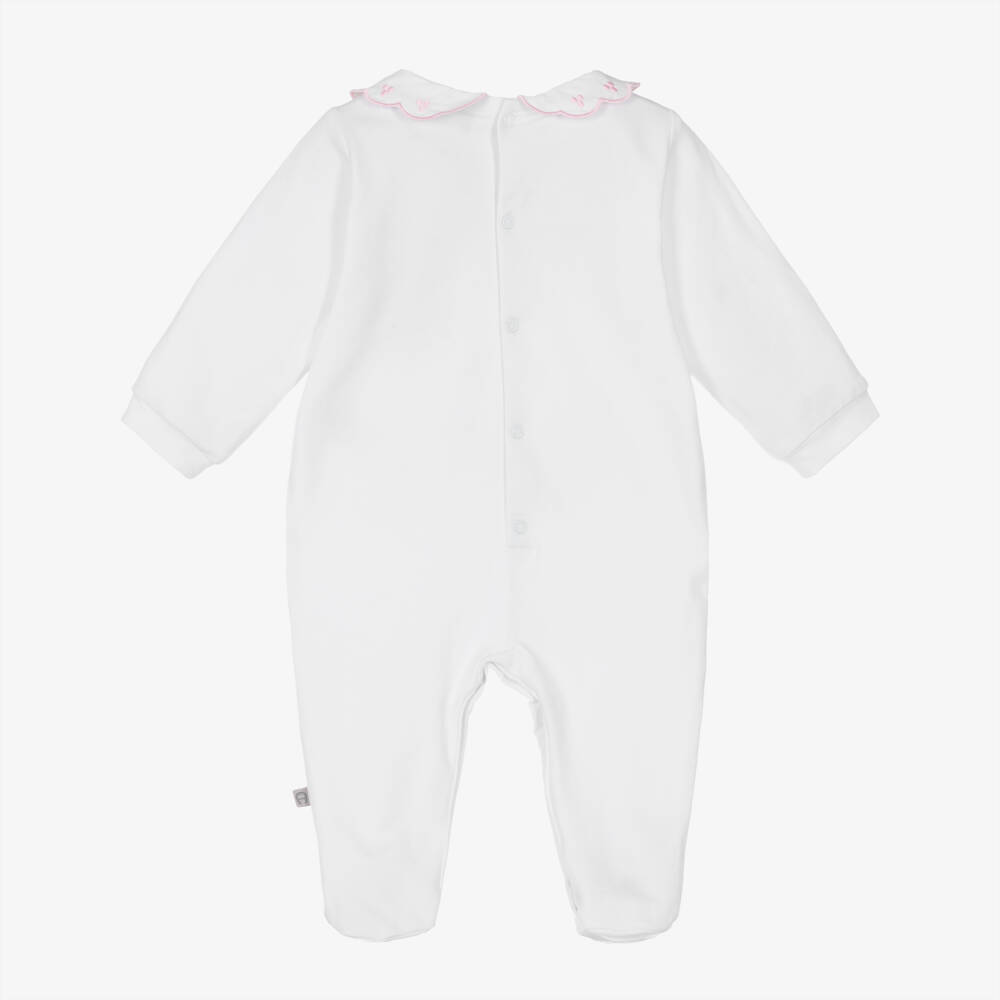 AIGNER-Girls White Pima Cotton Babygrow with Bag Print | Childrensalon