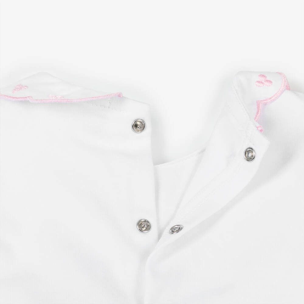 AIGNER-Girls White Pima Cotton Babygrow with Bag Print | Childrensalon