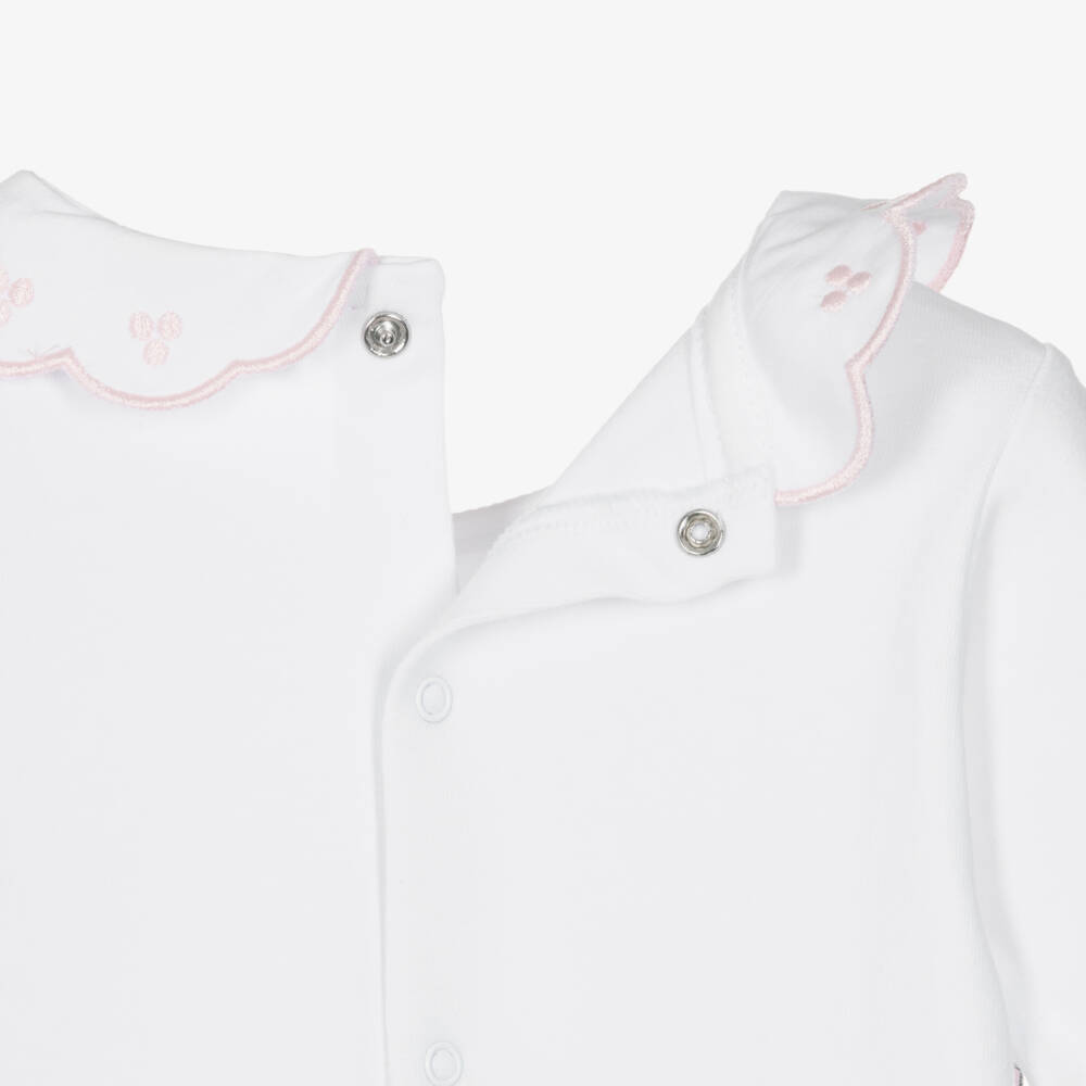 AIGNER-Girls White Pima Cotton Handbag Print Babygrow  | Childrensalon