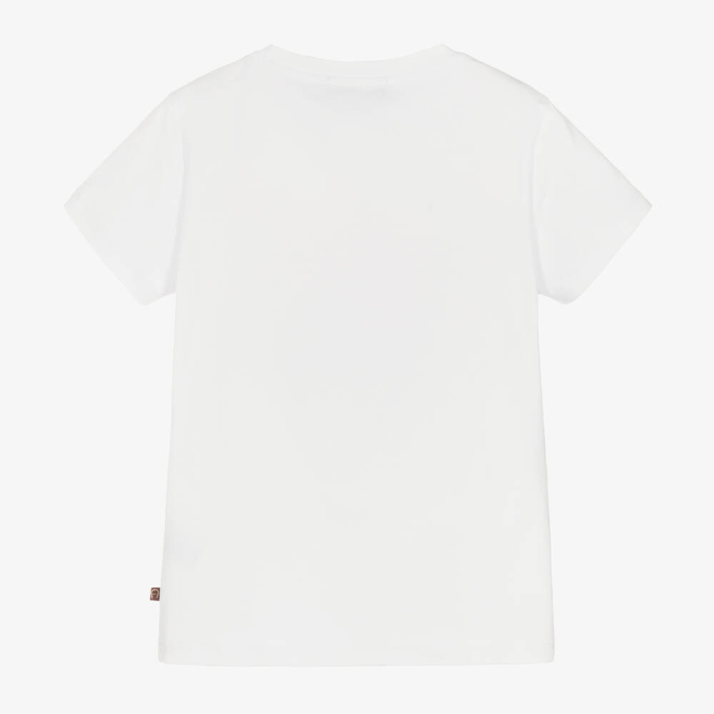 AIGNER-Girls White & Pink Cotton T-Shirt | Childrensalon