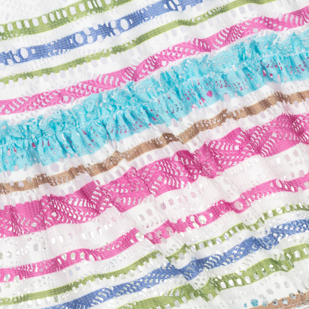 AIGNER-Girls White & Pink Striped Cotton Dress | Childrensalon