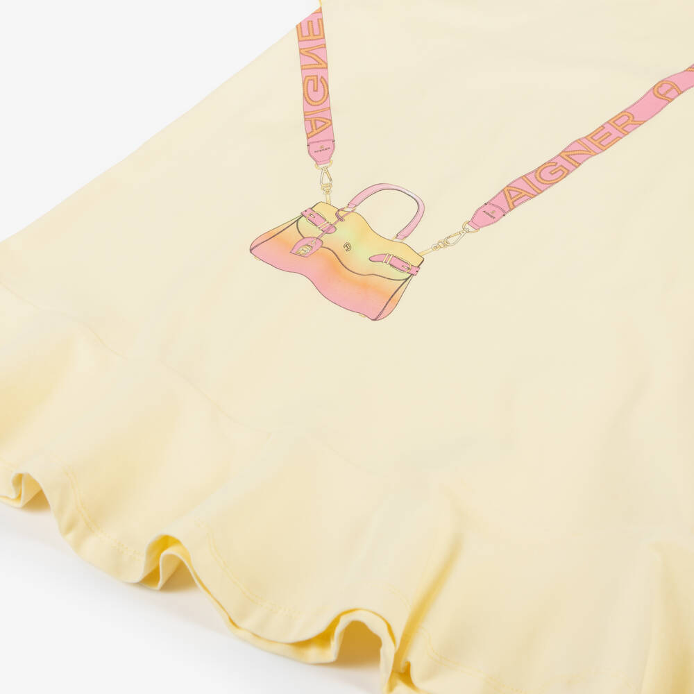 AIGNER-Girls Yellow Cotton Handbag Dress | Childrensalon