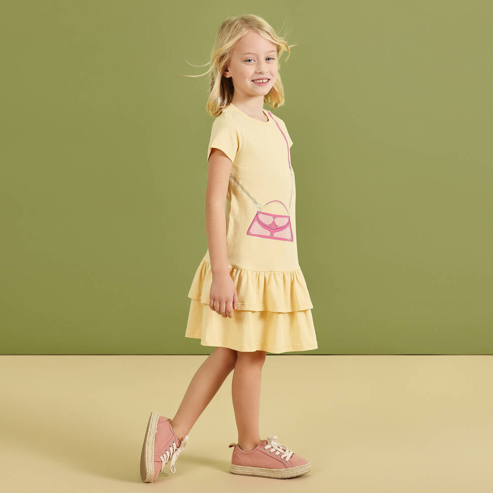 AIGNER-Girls Yellow Cotton Handbag Dress | Childrensalon