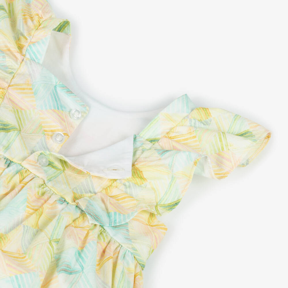 AIGNER-Girls Yellow Cotton Pastel Print Dress | Childrensalon