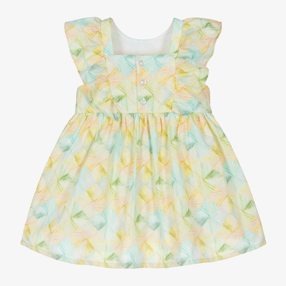 AIGNER-Girls Yellow Cotton Pastel Print Dress | Childrensalon