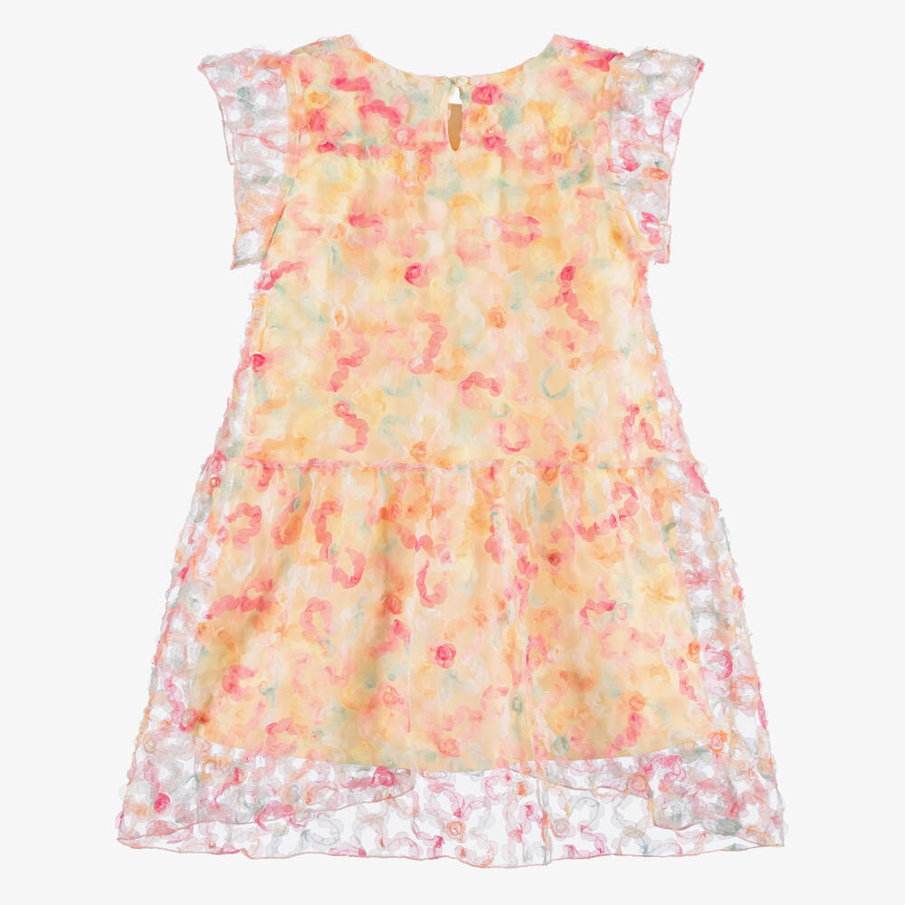 AIGNER-Girls Yellow & Pink Floral Tulle Dress | Childrensalon