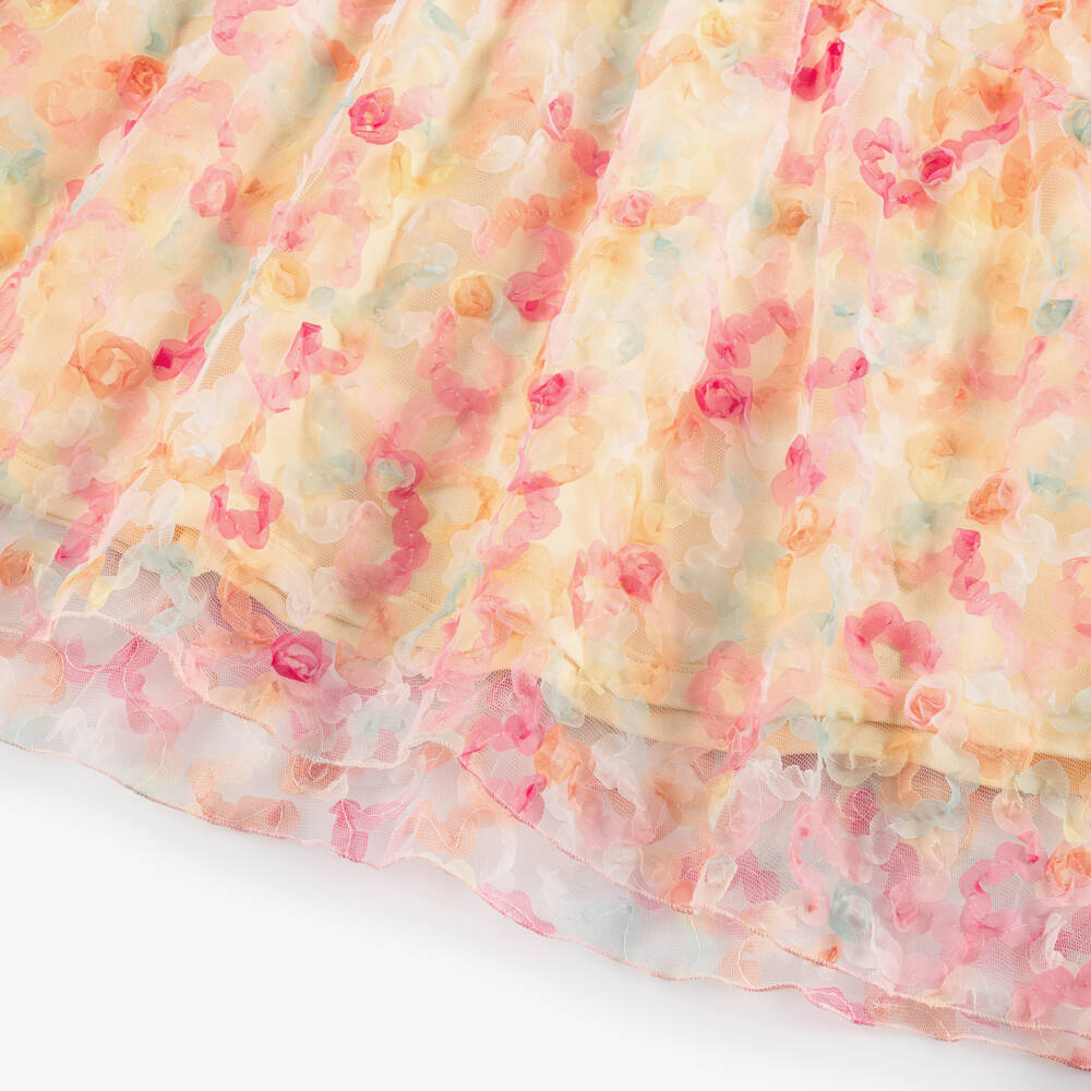 AIGNER-Girls Yellow & Pink Floral Tulle Dress | Childrensalon