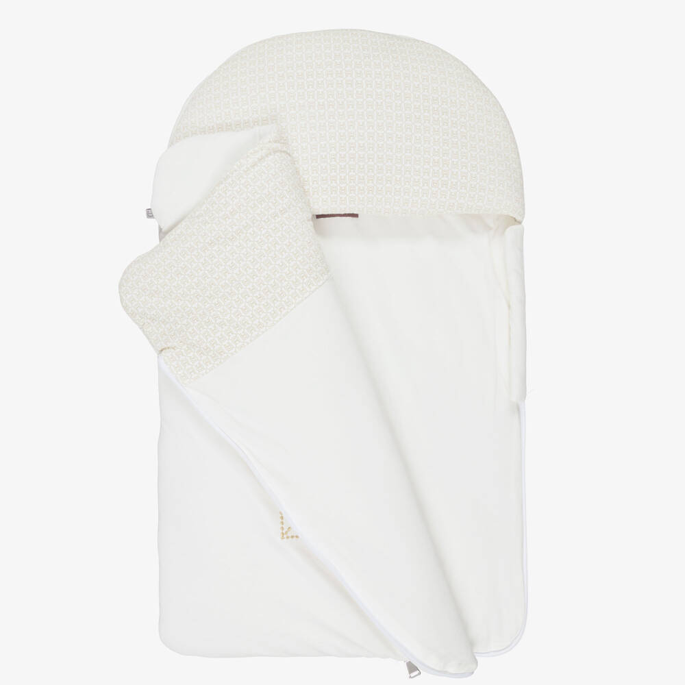 AIGNER-Ivory Cotton Nest with Gold Logo Embroidery (72cm) | Childrensalon