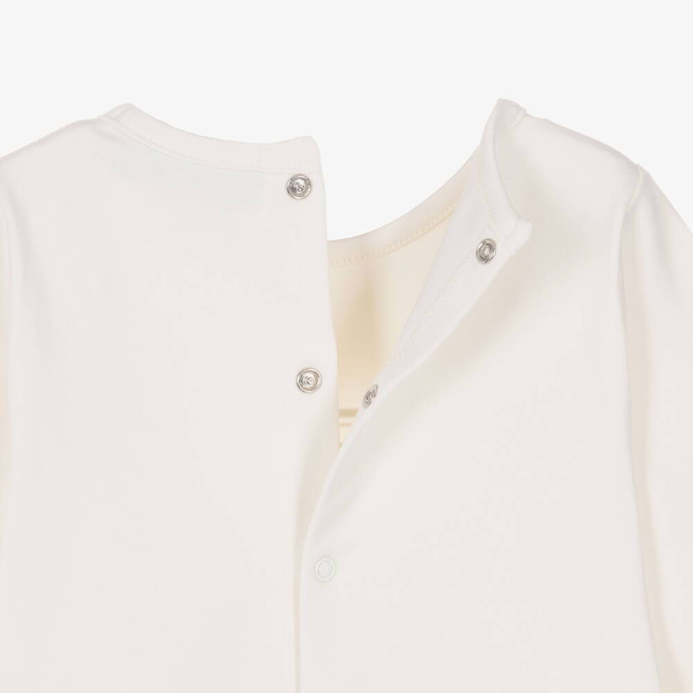 AIGNER-Ivory & Gold Logo Pima Cotton Babygrow Set | Childrensalon