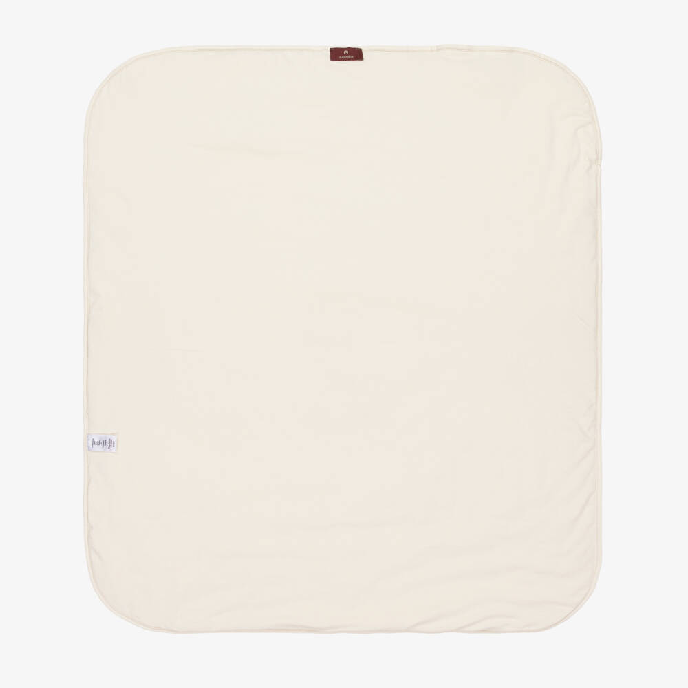 AIGNER-Одеяло из хлопка кремовое стеганое с мишкой (88см) | Childrensalon