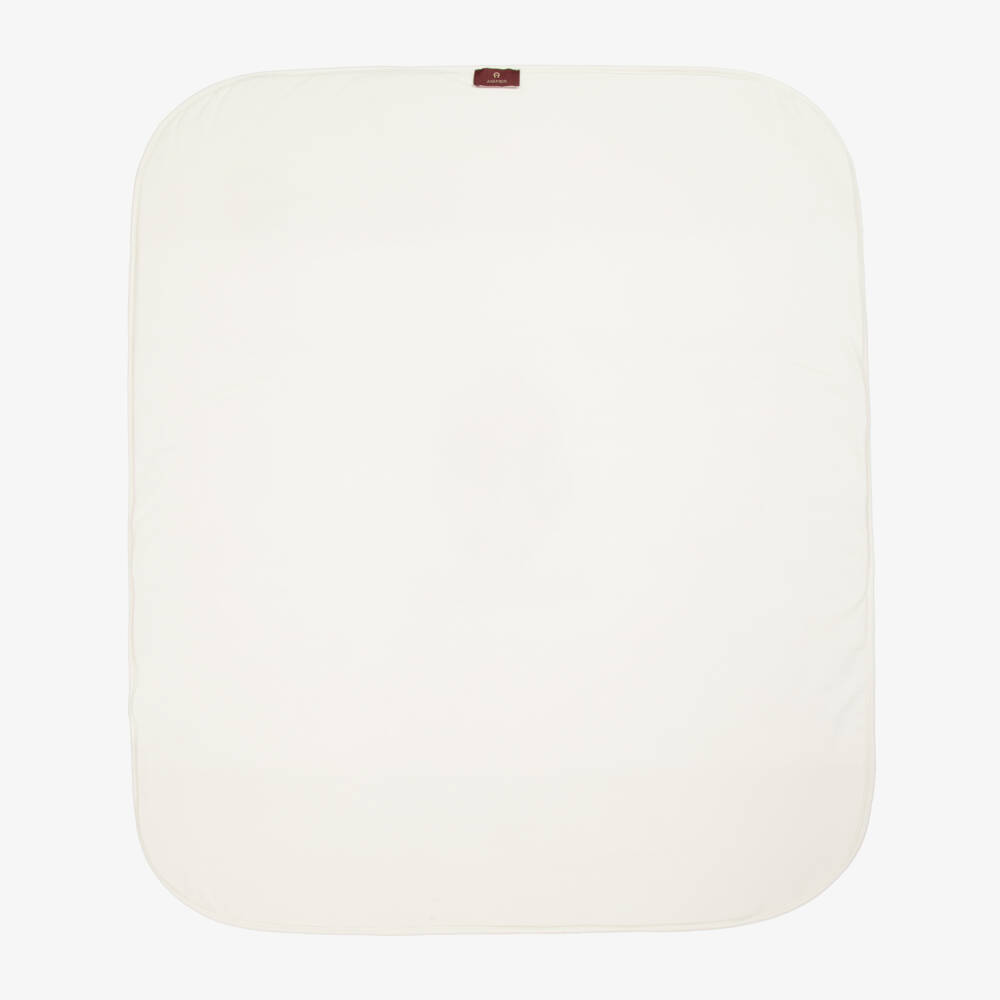 AIGNER-Ivory Pima Cotton Padded Teddy Bear Blanket (88cm) | Childrensalon