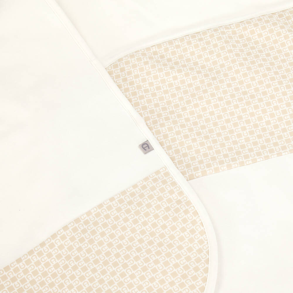 AIGNER-Ivory Pima Cotton Padded Teddy Bear Blanket (88cm) | Childrensalon