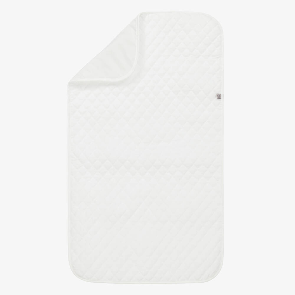 AIGNER-White & Navy Blue Baby Changing Bag (43cm) | Childrensalon