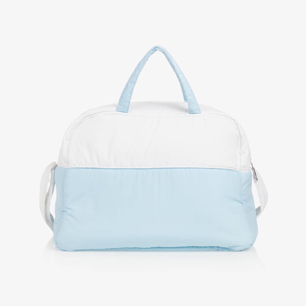 AIGNER-White & Sky Blue Baby Changing Bag (43cm) | Childrensalon