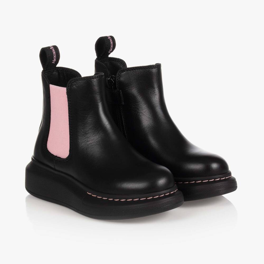 Black & Pink Leather Boots | Childrensalon display picture 1